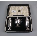 Hallmarked silver cased cruet set - Approx weight 140g without blue liners