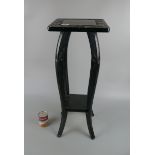 Carved 2 tier plant stand