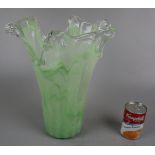 Large Murano green glass vase - Approx height 34cm