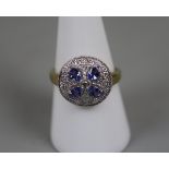 18ct gold tanzanite and diamond set ring - Size: P