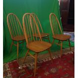 Set of 4 blonde elm Ercol shaker chairs