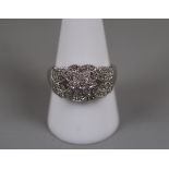 9ct white gold diamond set ring - Size S