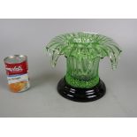 Green frog glass lily vase on base