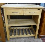 Beechwood kitchen island - Approx size W: 84cm D: 52cm H: 80cm