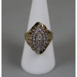 9ct gold diamond set ring - Size: O