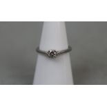 Platinum & diamond solitaire ring - Size: M