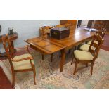 Cherry wood extending refectory table with a set of 8 matching chairs - Approx size of table: L: