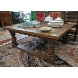 Large oak centre/coffee table - Approx sizee: L: 122cm W: 122cm H: 48cm