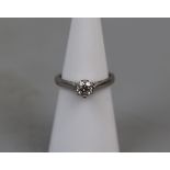 Platinum half carat diamond solitaire ring - Size: K