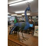 Metal model of a peacock - Approx height: 50cm