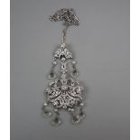 Fine 18ct white gold diamond and aquamarine drop necklace