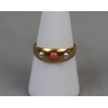 Antique 18ct gold coral & pearl set ring - Size: P