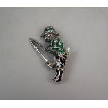Silver & enamel fisherman brooch/pendent
