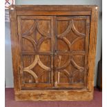 Early elm antique Gothic cabinet - Possibly Irish - Approx size: W: 138cm D: 53cm H: 163cm