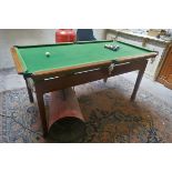 Antique slate bed pool table with balls - Approx size: L: 193cm W: 104cm H: 90cm