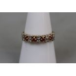 9ct gold ruby & diamond set ring - Size: P