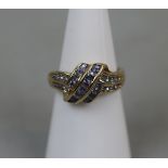 9ct gold tanzanite set ring - Size: L