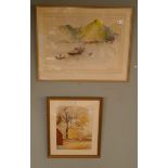 2 watercolours to include an Oriental coastal scene - Signed Janet Clasper