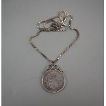 Silver half crown pendant & chain