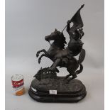 Spelter man on horse - Approx height: 48cm