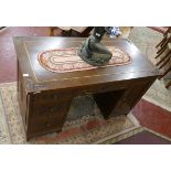 Large carved desk - Approx size: W: 153cm D: 76cm H: 86cm