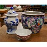 Collection of Oriental China to include fish bowl