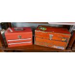 2 red tool boxes