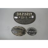 2 cast iron railway plaques and a wagon plate