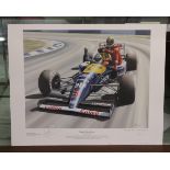 Autographed by Nigel Mansell & artist signed L/E print by Robert Tomlin - Mansell's Taxi Service