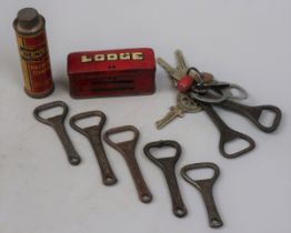 Automotive collectibles to include spark plugs bottle openers etc