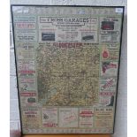 The Cross Garages antique advertising map of Gloucester