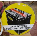 Original circular Lucas Batteries enamel sign 61cm