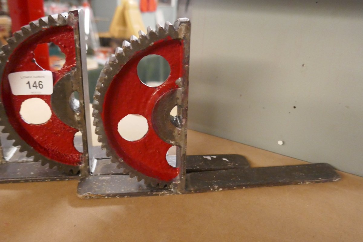 Gear cog book ends - Image 2 of 2