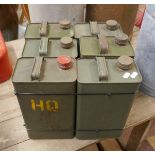 6 olive green petrol cans