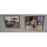 2 prints of flat tank motorbikes