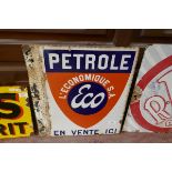 Original double sided French enamel Petrole sign