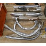 Vintage English motorcycle exhaust pipes & cans