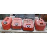 4 red petrol cans