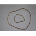 9ct gold rope chain and matching bracelet - Approx 26.7g