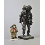 Military figure together with a PG chimp figure 'Tommy Gunn' - Approx height of tallest: 24cm