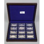 12 cased hallmarked silver ingots - Royal Residency's - Approx weight of silver 382g