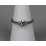 Platinum diamond solitaire ring - Size: L