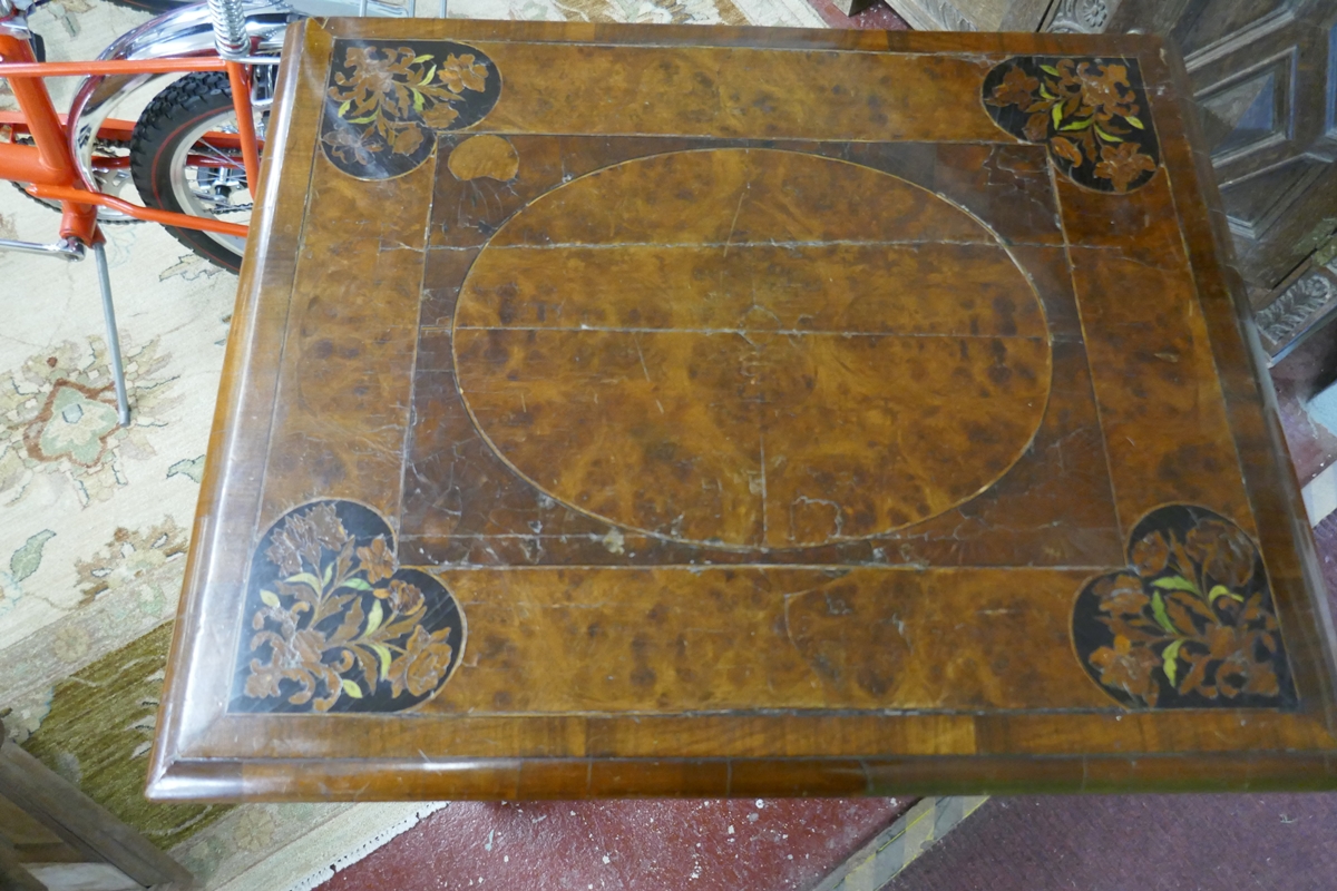 William & Mary style walnut side table with olive wood inlay - Approx size: W: 71cm D: 56cm H: 76cm - Image 2 of 6