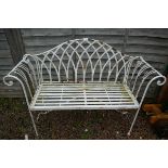 Antique painted metal garden bench