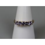 9ct gold 5 stone tanzanite ring - Size: P