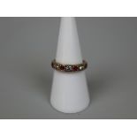 9ct gold ruby and diamond hoop ring - Size: N