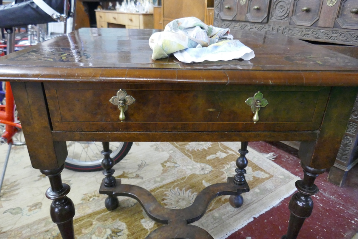 William & Mary style walnut side table with olive wood inlay - Approx size: W: 71cm D: 56cm H: 76cm - Image 3 of 6