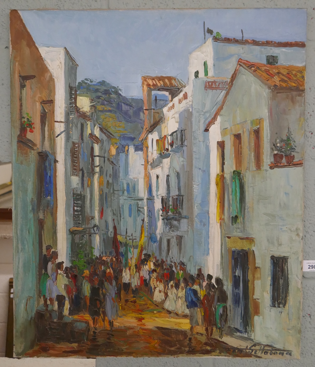 Oil painting by Josep Font Sellbona (1928 - 2010) - Approx image size: 54cm x 65cm