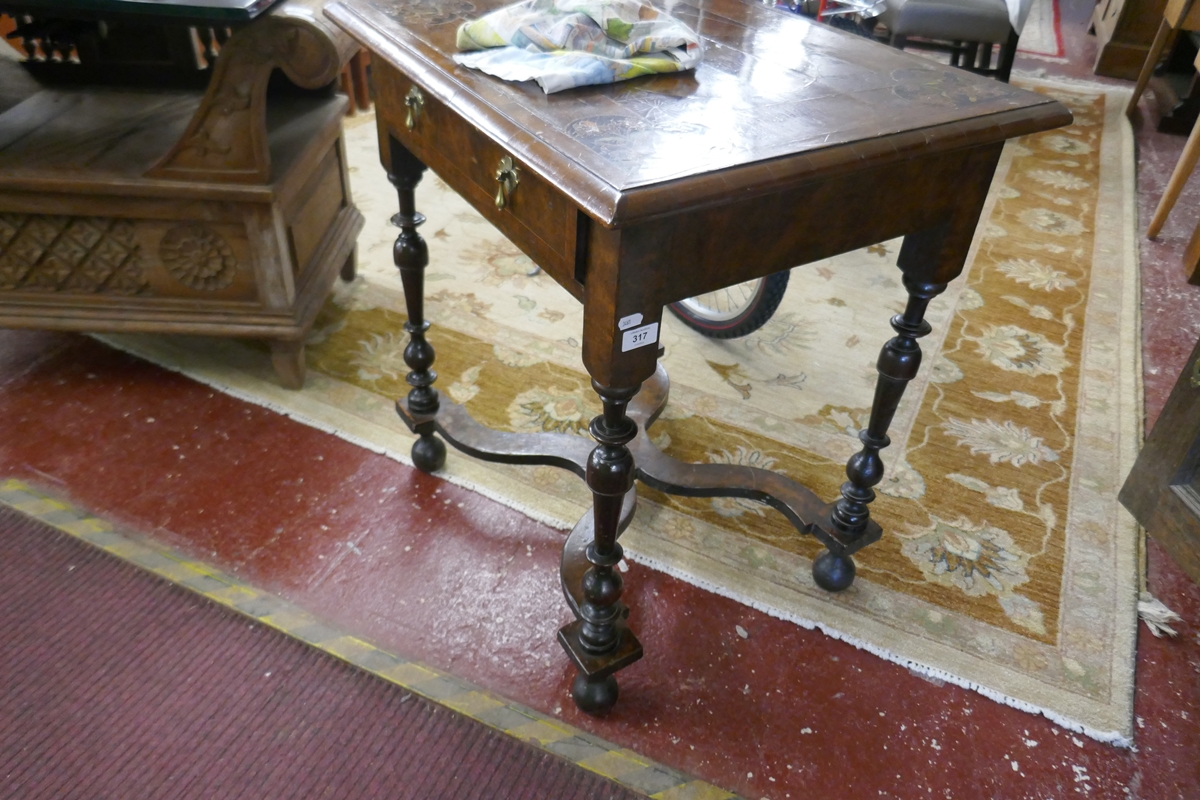 William & Mary style walnut side table with olive wood inlay - Approx size: W: 71cm D: 56cm H: 76cm - Image 6 of 6