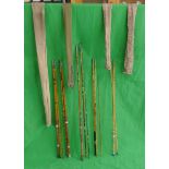 Collection of vintage split cane fishing rods
